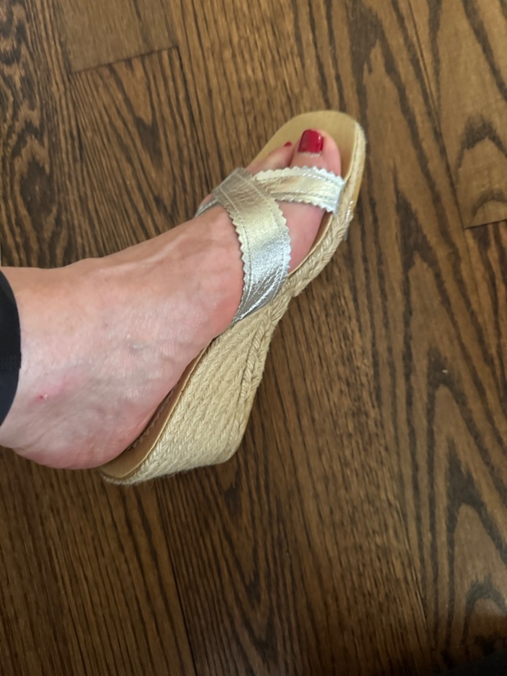 KORS Michael Kors Silver Metallic Espadrille Wedge Sandals